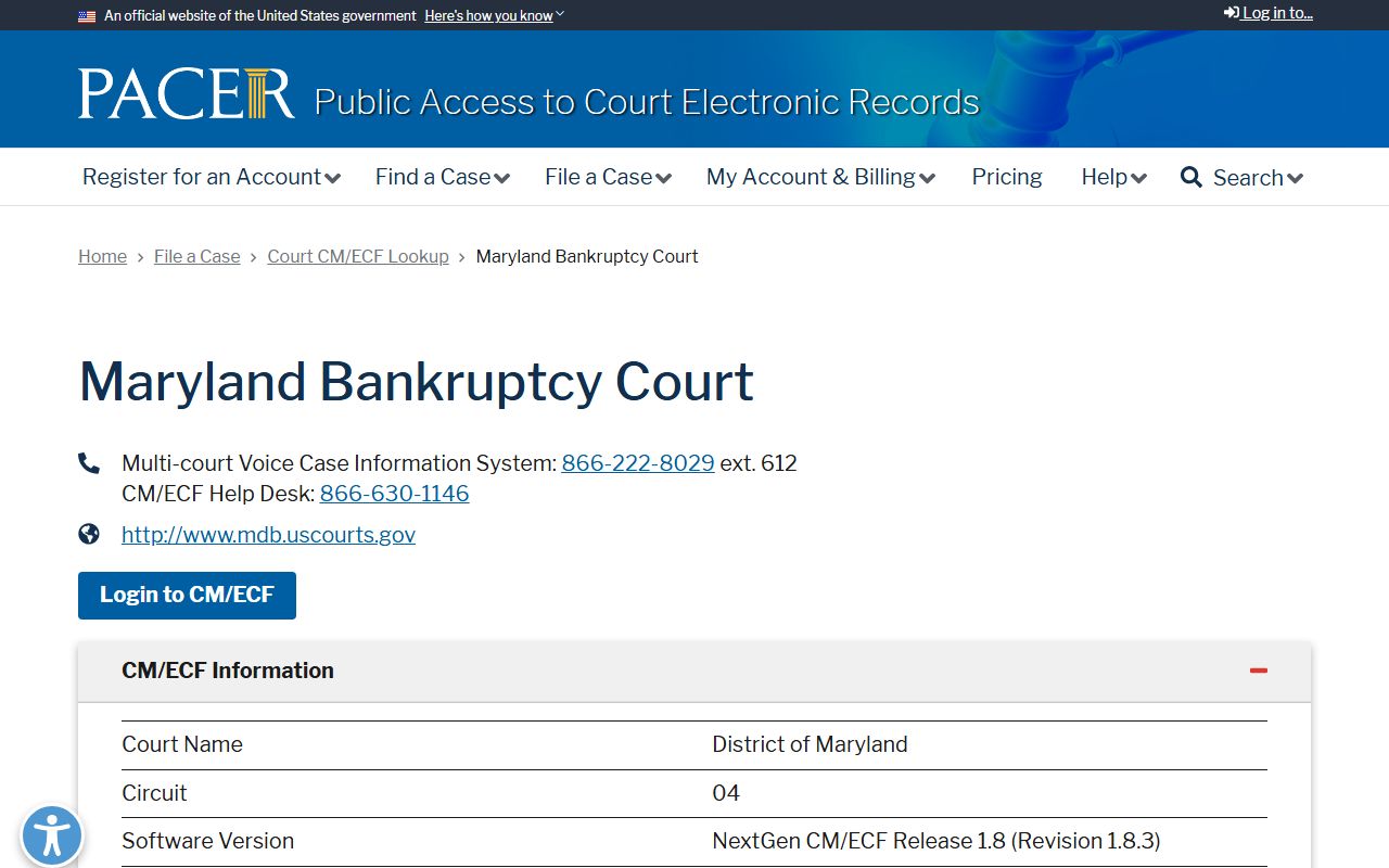 Queen Anne's County criminal court records PACER Maryland Bankruptcy Court lookup