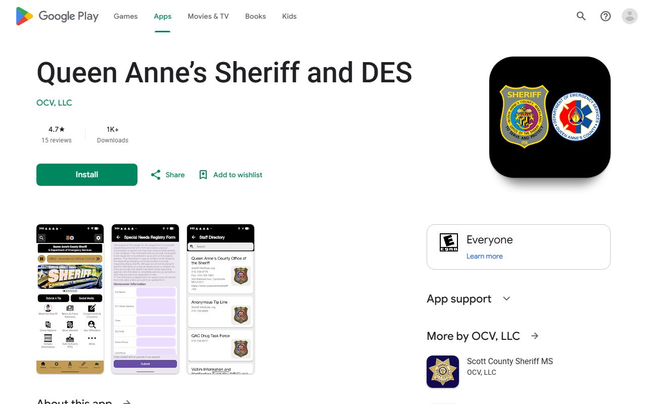 Queen Anne's County inmate search Sheriff and DES app listing