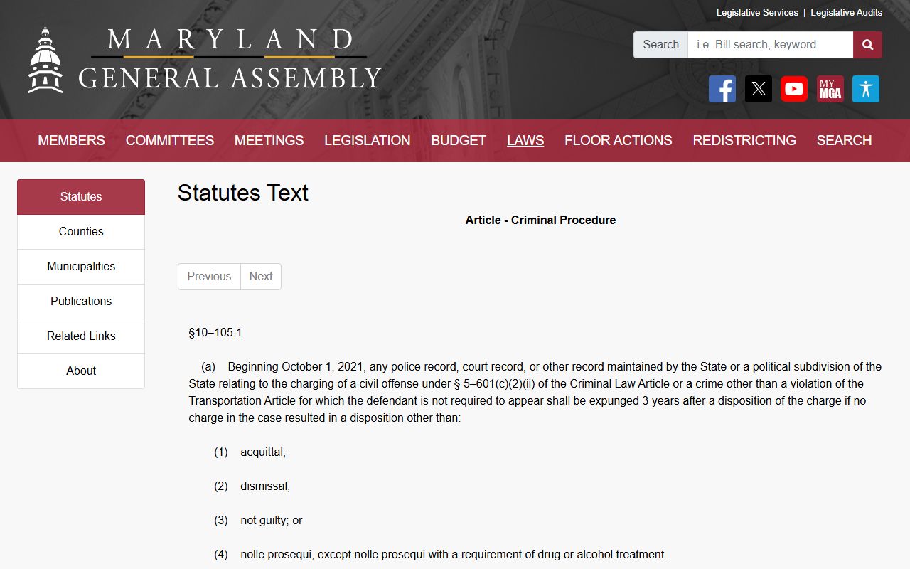 Queen Anne's County marriage and divorce records Maryland automatic expungement statute