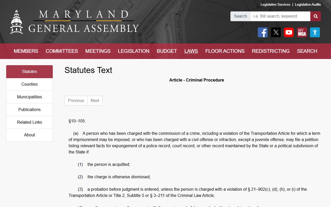 Queen Anne's County marriage and divorce records Maryland expungement statute